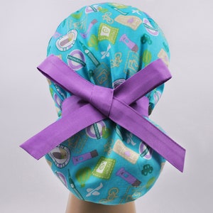 Scrub cap, ponytail scrub hats, womens scrub caps, surgical scrub hat, logo pony cap