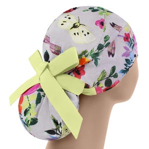 Scrub cap, scrub hat, womens scrub caps, scrub hats for women, butterfly ponytail