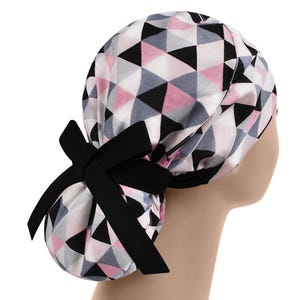 Scrub hats, nurse scrub cap, surgical scrub hat, womens scrub caps, geometry ponytail