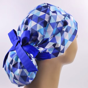 Scrub hats, nurse scrub cap, surgical scrub hat, womens scrub caps, geometry ponytail