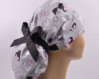 Scrub cap, ponytail scrub hats, womens scrub caps, surgical scrub hat, mickey pony cap