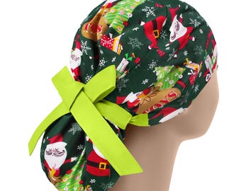 Womens scrub caps, surgical scrub hats, scrub hat, surgical scrub cap, christmas ponytail