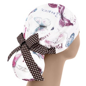 Scrub cap, scrub hat, womens scrub caps, scrub hats for women, butterfly ponytail