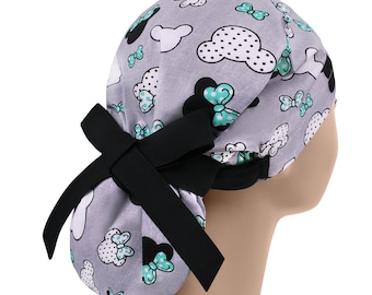 Gorro de quirófano, gorro de quirófano con cola de caballo, gorro de quirófano para mujer, gorro de quirófano quirúrgico, gorro de poni de Mickey