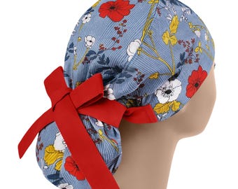 Casquettes de gommage pour femmes, chapeaux de gommage chirurgicaux, bonnet de gommage, casquette de gommage chirurgicale, queue de cheval florale