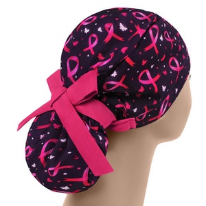 Scrub caps ponytail, surgical cap, scrub hats for women, nurse hat big hair, breast cancer awareness