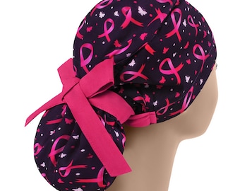 Scrub caps ponytail, surgical cap, scrub hats for women, nurse hat big hair, breast cancer awareness