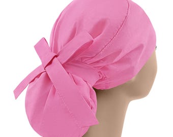 Womens scrub caps, surgical scrub hats, scrub hat, surgical scrub cap, pink ponytail