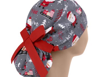 Scrub hats, nurse scrub cap, surgical scrub hat, womens scrub caps, christmas ponytail