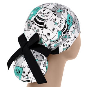 Gorros quirúrgicos para mujer, gorros quirúrgicos, gorro quirúrgico, gorro quirúrgico con cola de caballo de gato