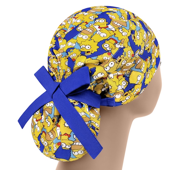 Scrub cap long hair, ponytail nurse cap, big hair scrub hats, scrub caps for women, funny scrub hat, cartoon surgical cap