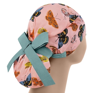 Scrub cap, scrub hat, womens scrub caps, scrub hats for women, butterfly ponytail
