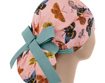 Gorro de quirófano, gorro de quirófano, gorros de quirófano para mujer, gorros de quirófano para mujer, cola de caballo de mariposa