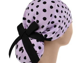 Scrub caps for women, scrub hat, ponytail scrub hats, surgical scrub cap, polka dot surgery