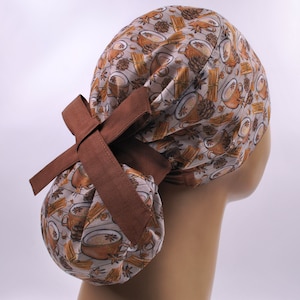Womens scrub caps, surgical scrub hats, scrub hat, surgical scrub cap, coffee ponytail