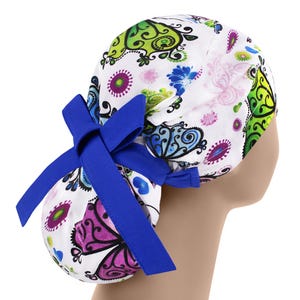 Surgical cap women, ponytail scrub hats, scrub caps, womens scrub hat, butterfly or cap