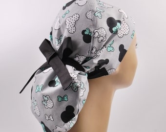 Scrub cap, ponytail scrub hats, womens scrub caps, surgical scrub hat, mickey pony cap