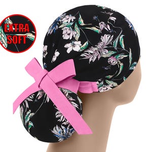 Scrub caps for women, scrub hat, ponytail scrub hats, surgical scrub cap, flower surgery cap