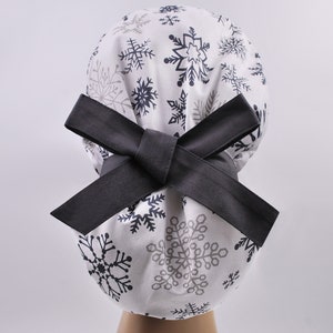 Scrub cap, ponytail scrub hats, womens scrub caps, surgical scrub hat, snowflakes cap