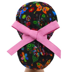 Scrub cap, scrub hat, womens scrub caps, scrub hats for women, butterfly ponytail
