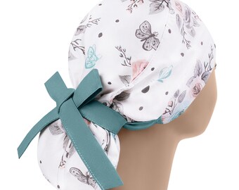 Scrub caps for women, scrub hat, ponytail scrub hats, surgical scrub cap, surgery cap roses