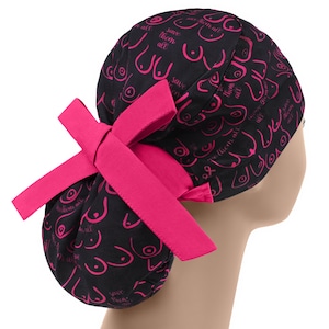 Surgical caps, ponytail nurse hats, doctor caps oncology, scrub caps for women, breast cancer awareness scrub cap