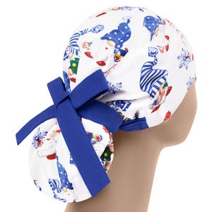 Womens scrub caps, surgical scrub hats, scrub hat gnome, surgical scrub cap, christmas ponytail