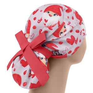 Scrub hats gnome, nurse scrub cap, surgical scrub hat, womens scrub caps, christmas ponytail