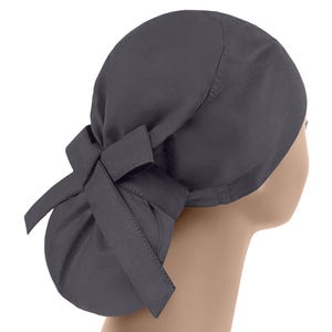 Womens scrub caps, surgical scrub hats, solid scrub hat, ponytail scrub cap, nurse cap dark gray, plain anthracite
