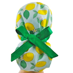 Womens scrub caps, surgical scrub hats, scrub hat, surgical scrub cap, Lemon ponytail
