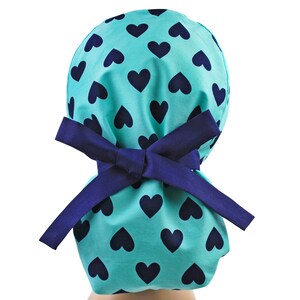 Scrub caps, or scrub hats, surgical cap women, womens scrub hat, hearts ponytail