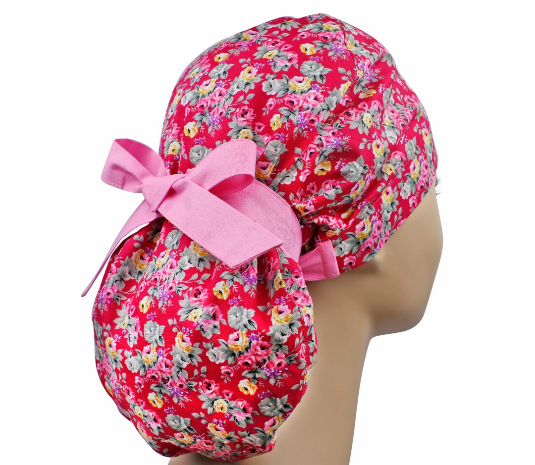 Scrub Hat, Scrub Cap, Surgical Scrub Hats, Womens Scrub Caps, Flower Ponytail Etsy