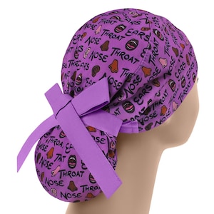 ENT surgical cap, ponytail scrub hats, scrub caps for women, nurse cap long hair, doctor cap ears, nose surgery hat, otolaryngologist cap