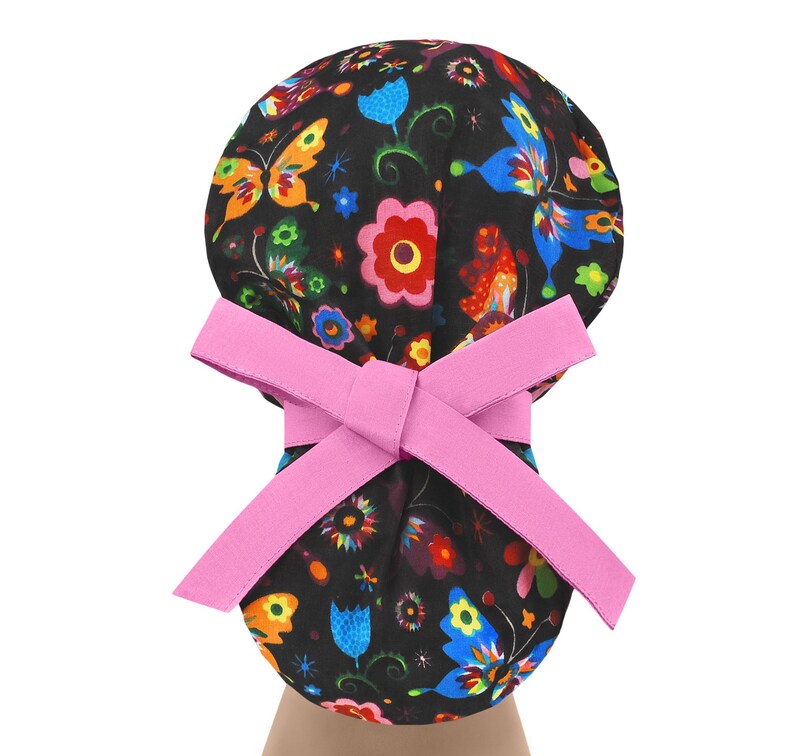 Gorro de quirófano, gorro de quirófano, gorros de quirófano para mujer, gorros de quirófano para mujer, cola de caballo de mariposa imagen 2