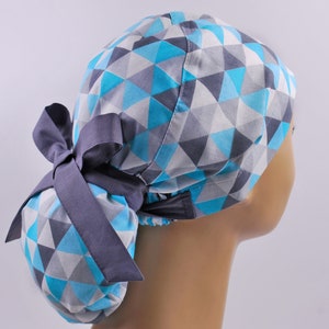 Scrub hats, nurse scrub cap, surgical scrub hat, womens scrub caps, geometry ponytail