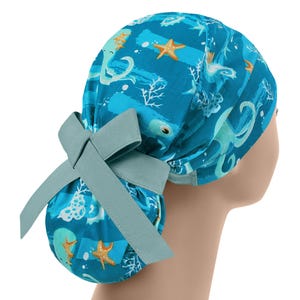 Scrub cap, scrub hat, womens scrub caps, scrub hats for women, octopus ponytail
