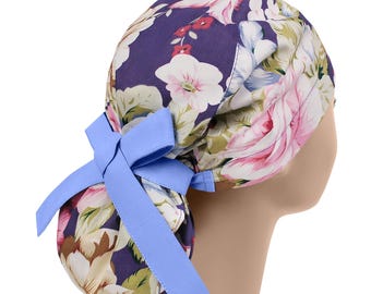 Gorro de quirófano, gorro de quirófano, gorros de quirófano quirúrgicos, gorros de quirófano para mujer, cola de caballo con flores
