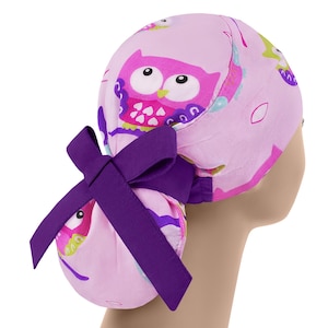 Scrub cap, scrub hat, womens scrub caps, scrub hats for women, owl ponytail