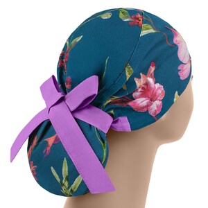 Scrub hat, scrub cap, surgical scrub hats, womens scrub caps, floral bug