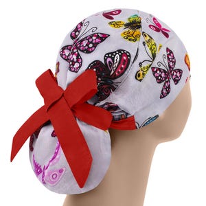 Scrub cap, scrub hat, womens scrub caps, scrub hats for women, butterfly ponytail