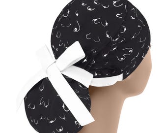 Surgical cap, ponytail scrub hats, scrub caps for women, nurse cap long hair, doctor cap breast, plastic surgery hat