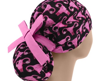 Ponytail nurse cap, scrub caps for women, womens scrub hats, surgical hat OB GYN, long hair scrub cap, uterus doctor cap, gynecologist