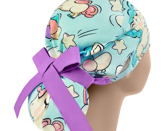 Gorro de quirófano, gorro de quirófano, gorros de quirófano para mujer, gorros de quirófano para mujer, cola de caballo de unicornio