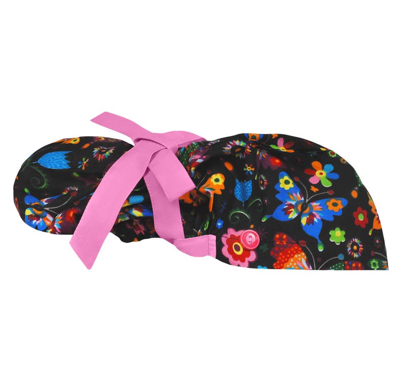 Gorro de quirófano, gorro de quirófano, gorros de quirófano para mujer, gorros de quirófano para mujer, cola de caballo de mariposa imagen 4