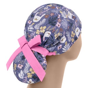 Womens scrub caps, surgical scrub hats, scrub hat, surgical scrub cap, rabbit ponytail