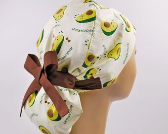 Womens Surgical Hats, Surgery Hat Ponytail, Adjustable Nurse Cap, Scrub Caps Avocado