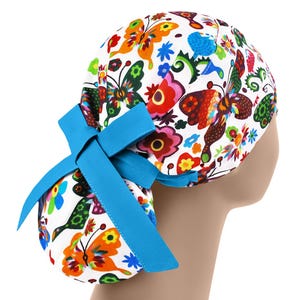 Scrub cap, scrub hat, womens scrub caps, scrub hats for women, butterfly ponytail