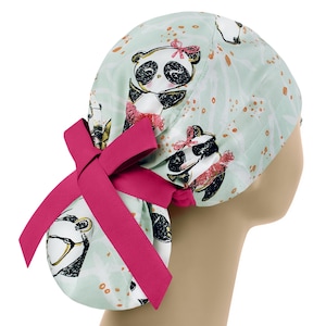 Scrub hat, scrub cap ponytail, surgical scrub hats, surgery caps, panda unicorn cap