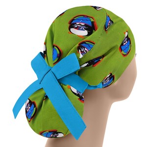 Scrub cap, scrub hat, womens scrub caps, scrub hats for women, penguin ponytail