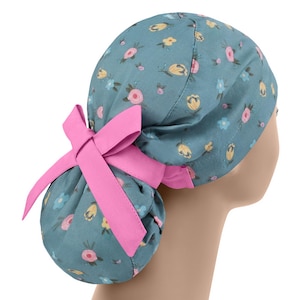 Scrub hat, scrub cap, surgical scrub hats, womens scrub caps, flower ponytail